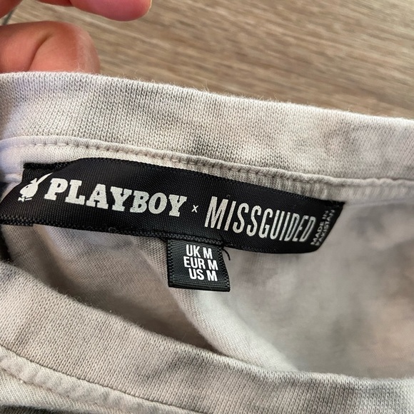 MISGUIDED Playboy Tye Dye Grey White Cotton Tee Mens Xl - Picture 2 of 8